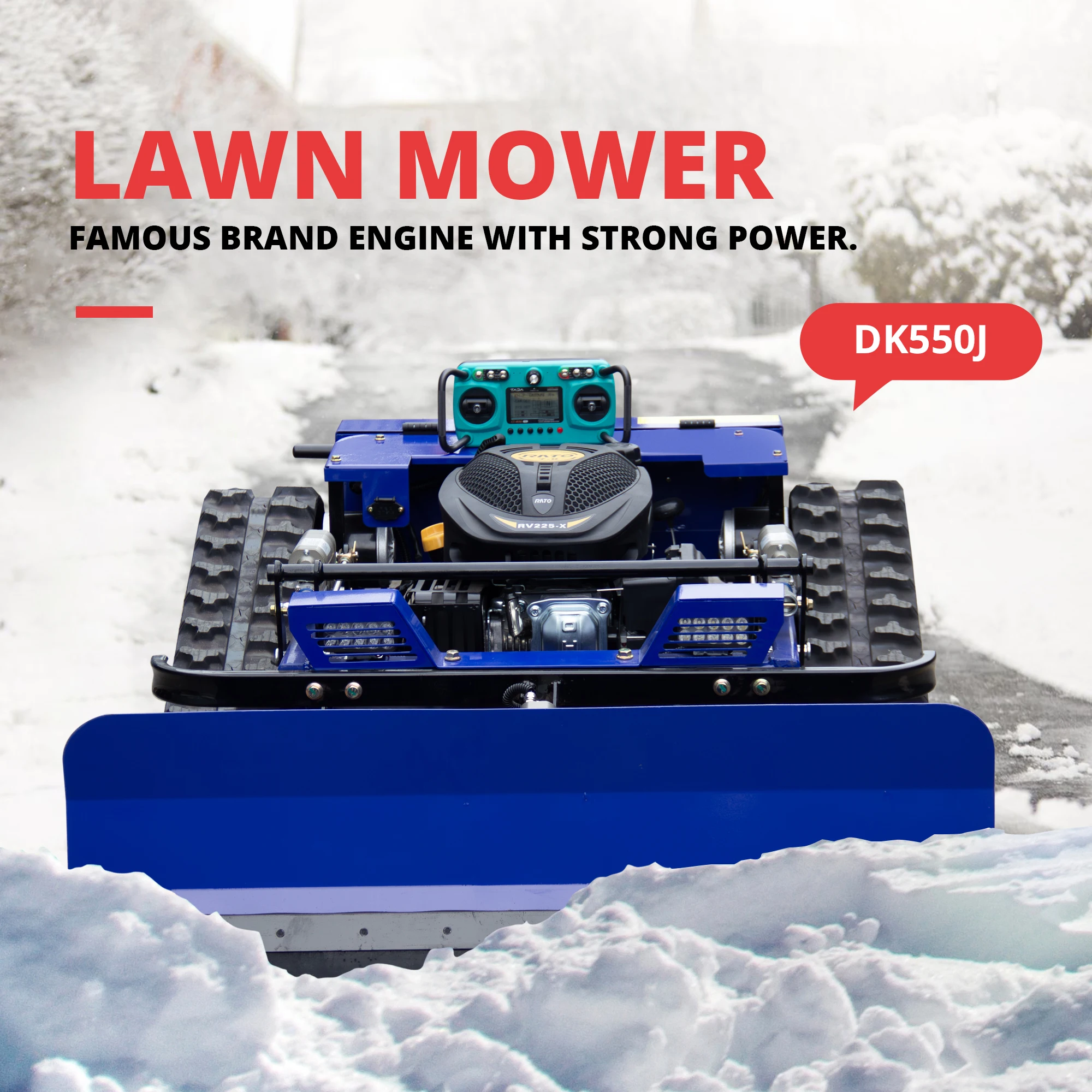 Customized RC Lawn Mower, Rechargeable Remote Control Grass Cutter with Snow Shovel, Safe and Durable, Perfect for Home Garden