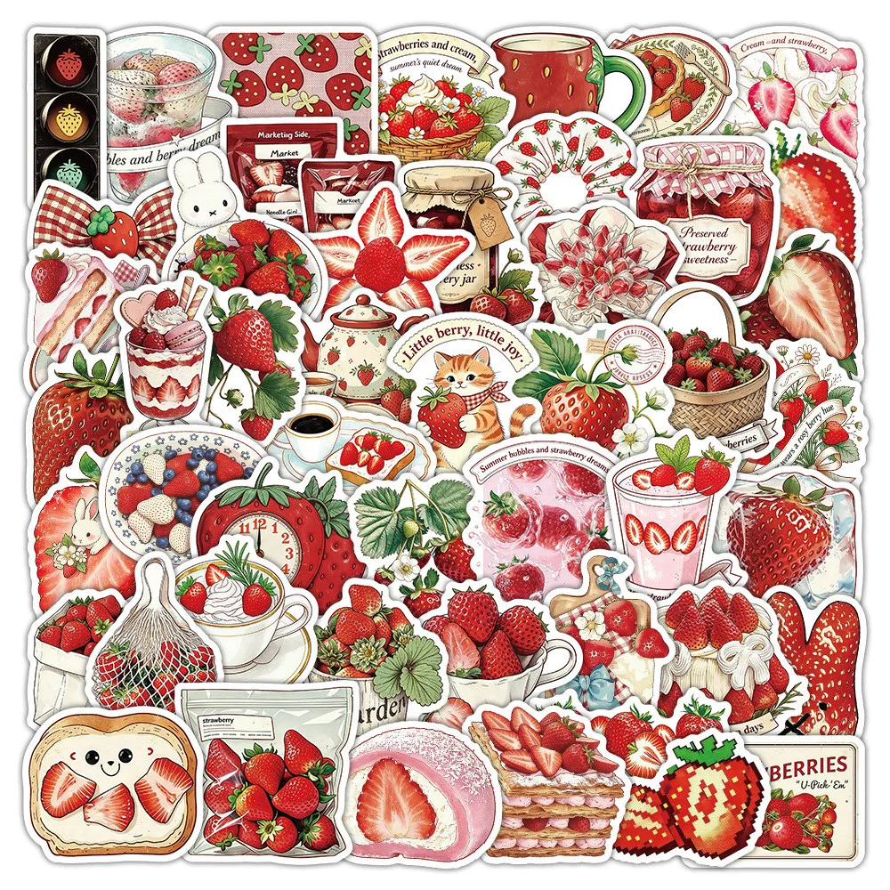 Strawberry Graffiti Sticker Pack 50 Sheets, Waterproof Stickers, Perfect for Water Bottle, Notebook RecordingYourLife Store