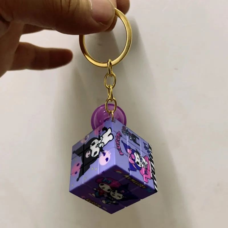 Sanrio Kuromi Keychain Cartoon Anime Cute Rubik's Cube Pendant Portable Children's Toys Fashion Backpack Pendant Holiday Gifts