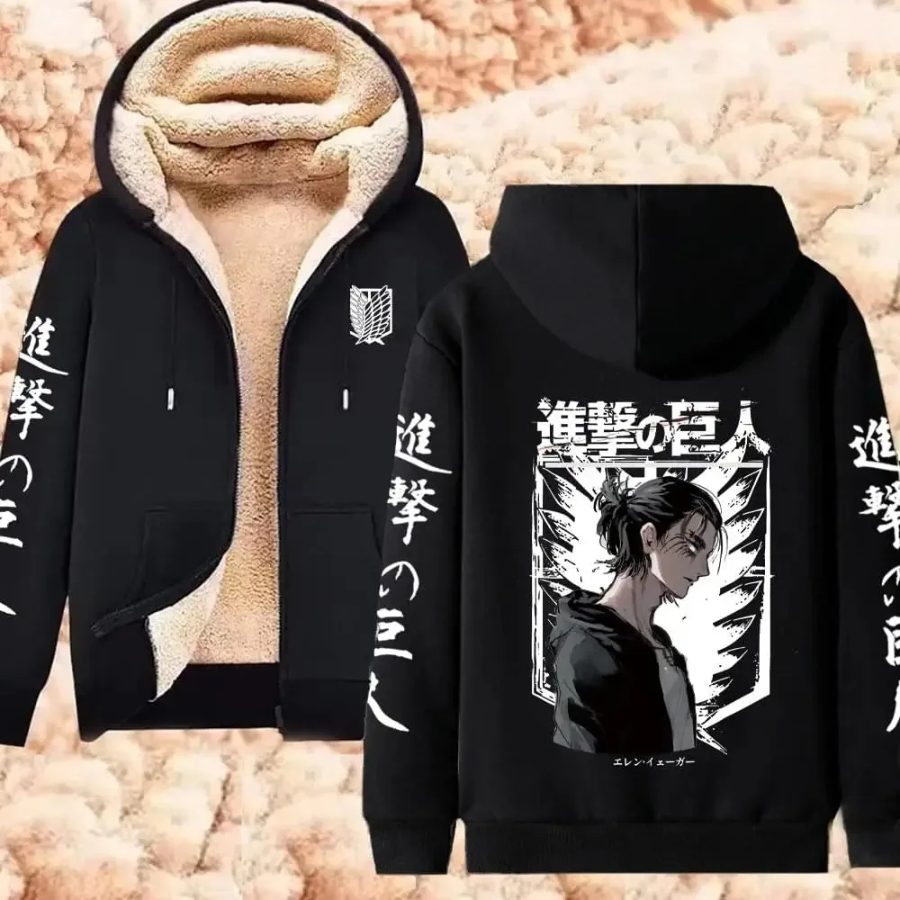 Attack on Titan Winter Warm Zipper Jacket Anime Print Hoodies Men Women Thicken Zip Up Sweatshirts Harajuku Hip Hop Streetwear - view 5