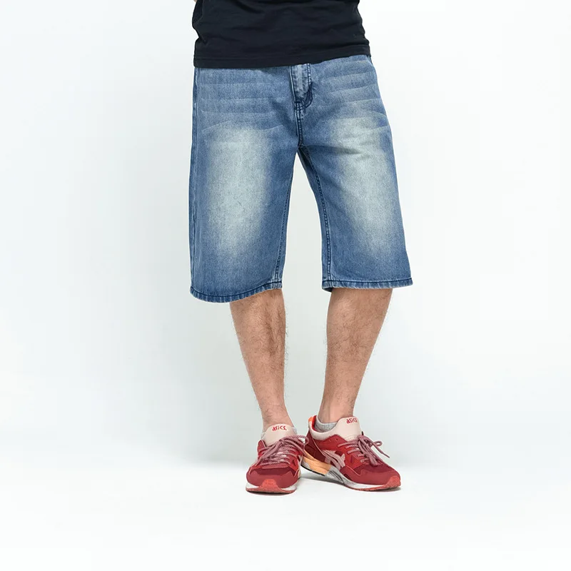 Skateboard Pants Men's Loose Calf-Length Pants Baggy Jeans Medium Pants Hip Hop Trendy Men's Thin Style Denim Jeans