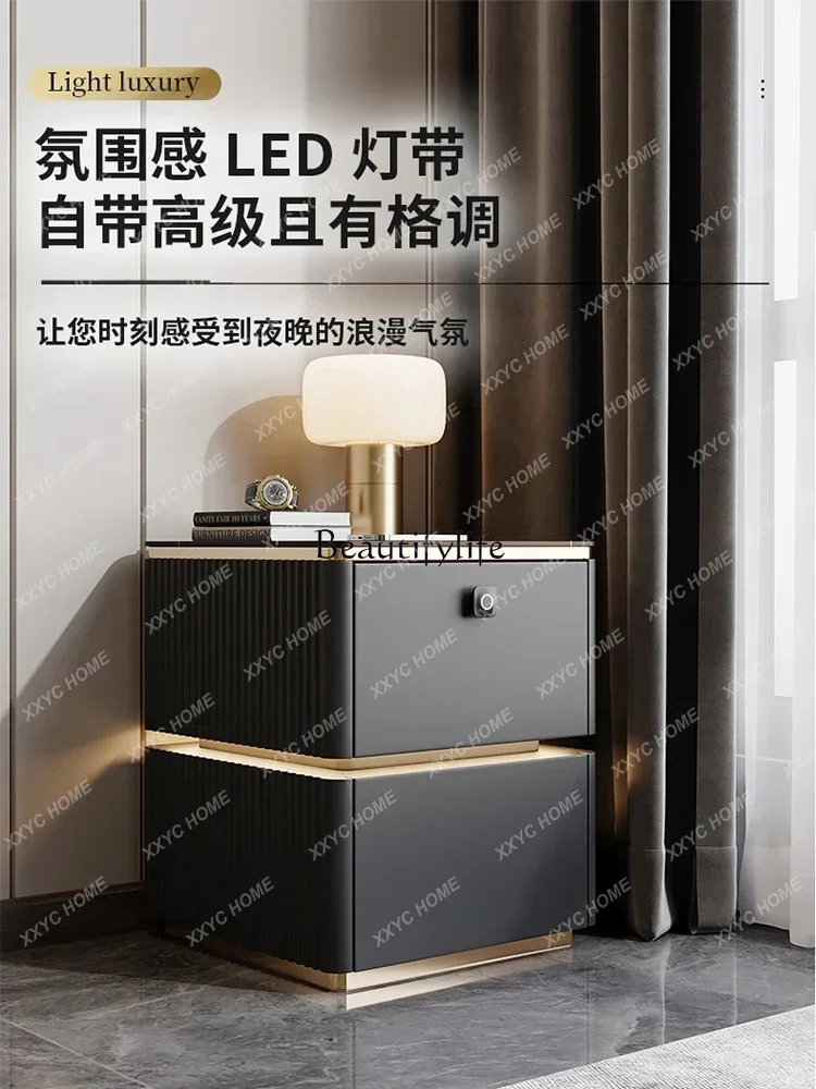 TT Smart Bedside Table Light Luxury Advanced Simple Modern Bedside Storage Locker with Lock