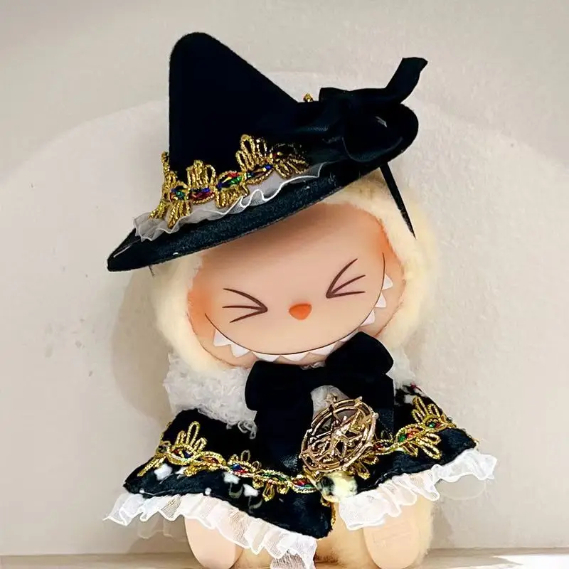 2 قطعة = شال + قبعة/مجموعة 17 سنتيمتر ملابس Labubu لديك مقعد لسلسلة حفلات الجلوس Labubu لمنزل اللعب التأثيري