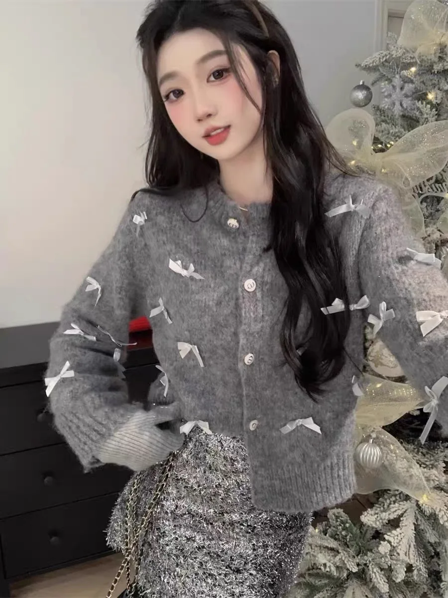 

Sweet Pure Design Soft Cozy Knitted Cardigan Women's Top Knot Outerwear Sweater Jaet Autumn Winter Faion Casual