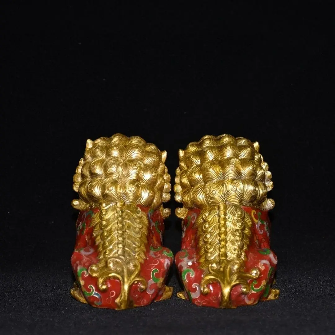 Collection, pure copper cloisonne silk lion hydrangea length 7 cm wide 12 cm high 13 cm weight 2223 grams