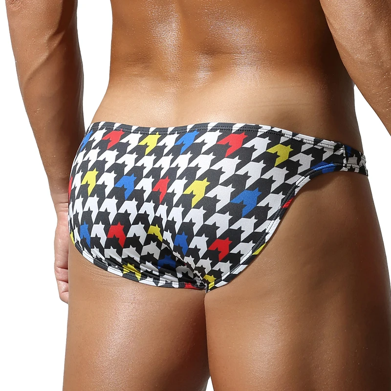 SEOBEAN Men's Low-Waist Triangle Pants with Pouch Fashionable Bird's Eye Design Comfortable Underwear for Men