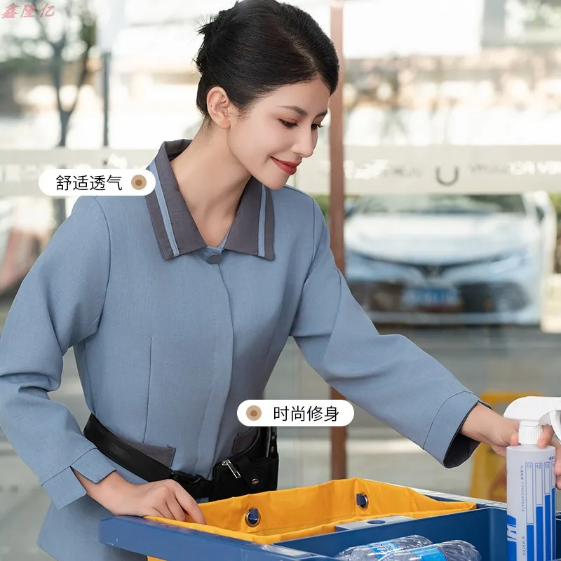 Hotel Guest Room Cleaner Uniform Herfstoutfit Luchthaven Eigendom Mall Ziekenhuis Sanitaire voorzieningen Werknemer Lange mouw