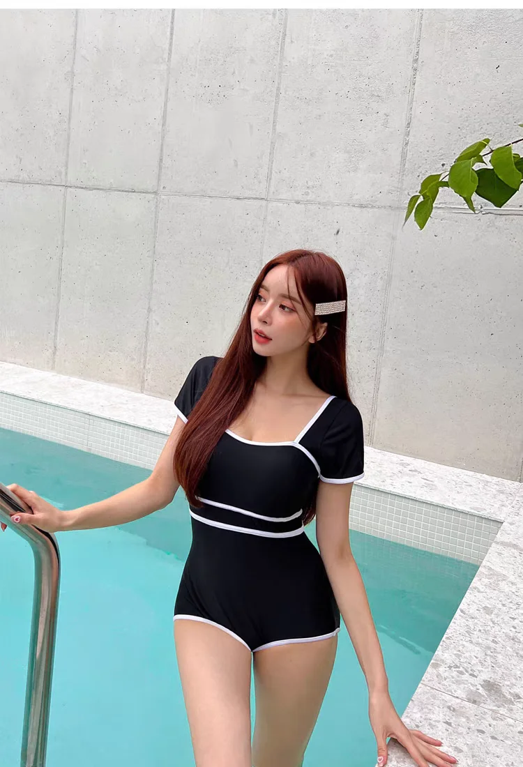 

Women's One-Piece Swimsuit Sexy Conservative Cover-Up Thermal Spa Vaion Swimwear Fixed Chest Pad ort Sve Casual Sle