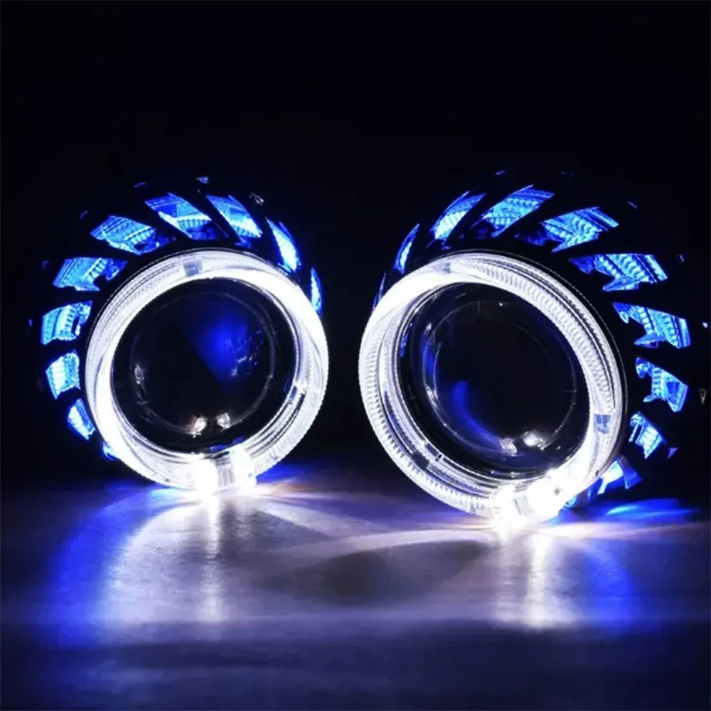 

2.5 Inch Dual Angel Eye Halo Ring Lens Mask Lampshade White Yellow Blue Universal Fit for HID Bi Xenon Projector