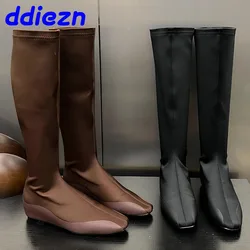 Shoes Height Increasing Fashion Elastic Ladies Long Stretch Booties Female Designer Slip On Footwear Women Knee High Sock Boots