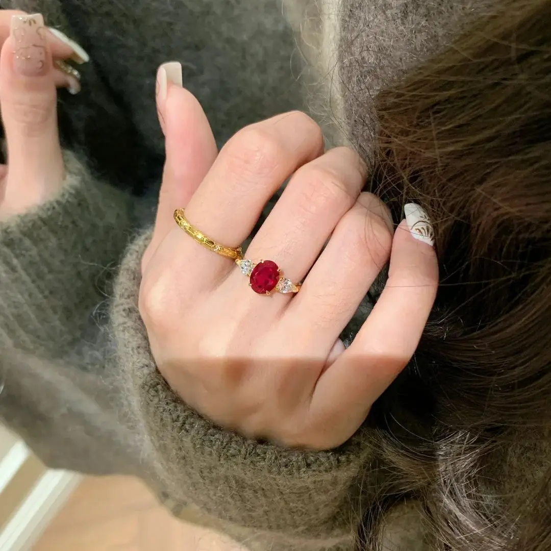خاتم من الذهب الأبيض عيار 18 قيراط للنساء طبيعي 2 قيراط روبي مع مجوهرات الماس Anillos De Bizuteria Anillos Mujer صندوق خواتم الأحجار الكريمة