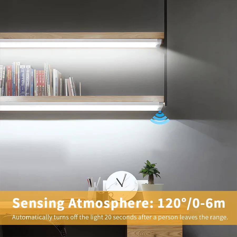 1pcs Under Cabinet Office Strip LED Sensor Lights with Motion Sensor, Suitable for Offices, Closets, Cabinets, Safes, Hallways,