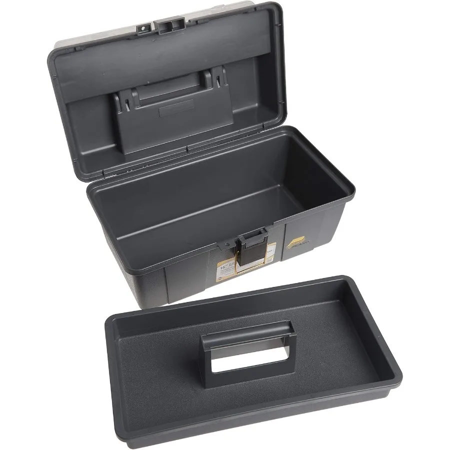 452006 GrabNGo 16 インチ ツールボックス トレイ付き ワークショップやガレージ整理用 耐久性のあるプラスチック構造 取り外し可能なトレイ付き