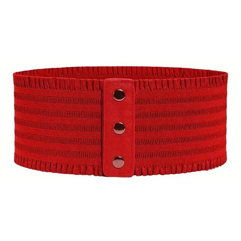 Nieuwe Dames Designer Overjas Riem Voor Vrouwen Zwarte Brede Tailleband Elastische Band Cummerbund Stretchy Jurk Drukknoop Korset Riemen