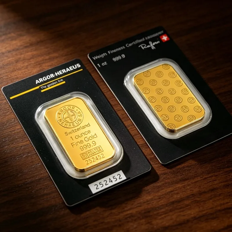 Nichtmagnetischer Argor Heraeus Goldbarren 1 Unze 24k vergoldetes Messing Goldbarren Kunsthandwerk Geschenke für Sammler – Detail 3