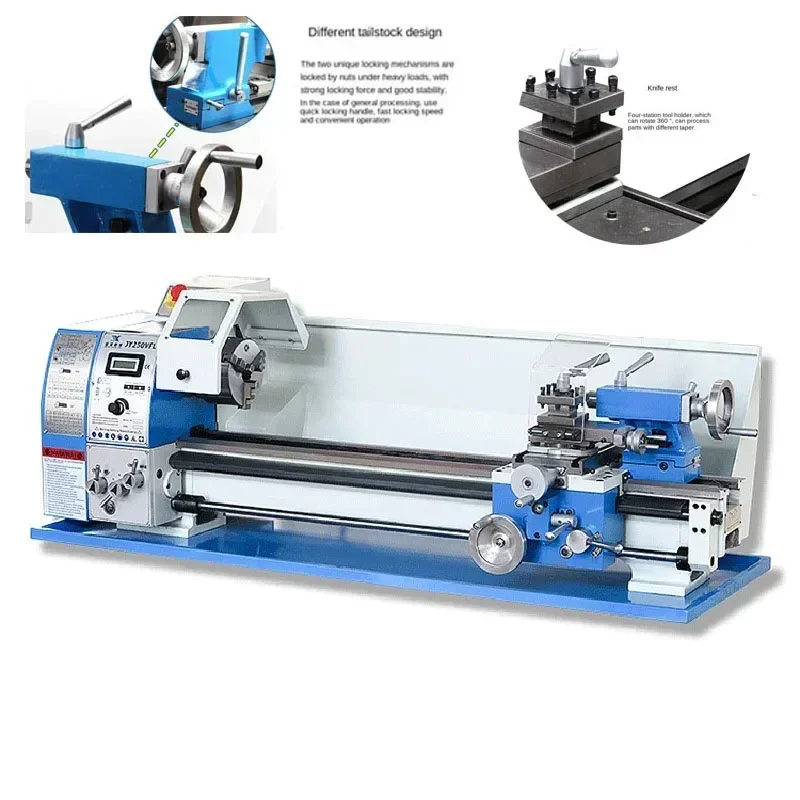 For JY250VFPrecision Small Machinery Metal Processing Lathe Multifunction Home Woodworking  High Precision Double Pole Lath220v