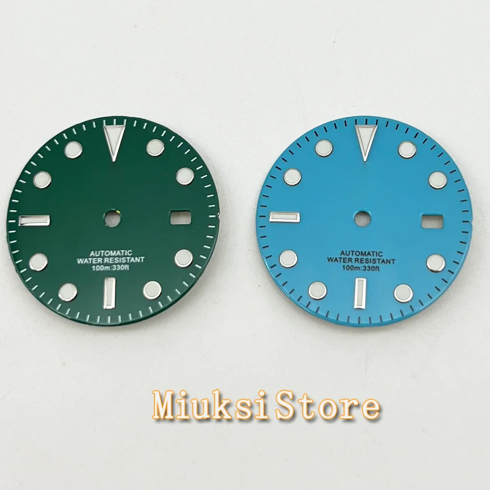 28.5mm Blue Luminous Black Gray Blue Green Watch Dial With Date Window For 3135 Automatic Movement Accessories Parts