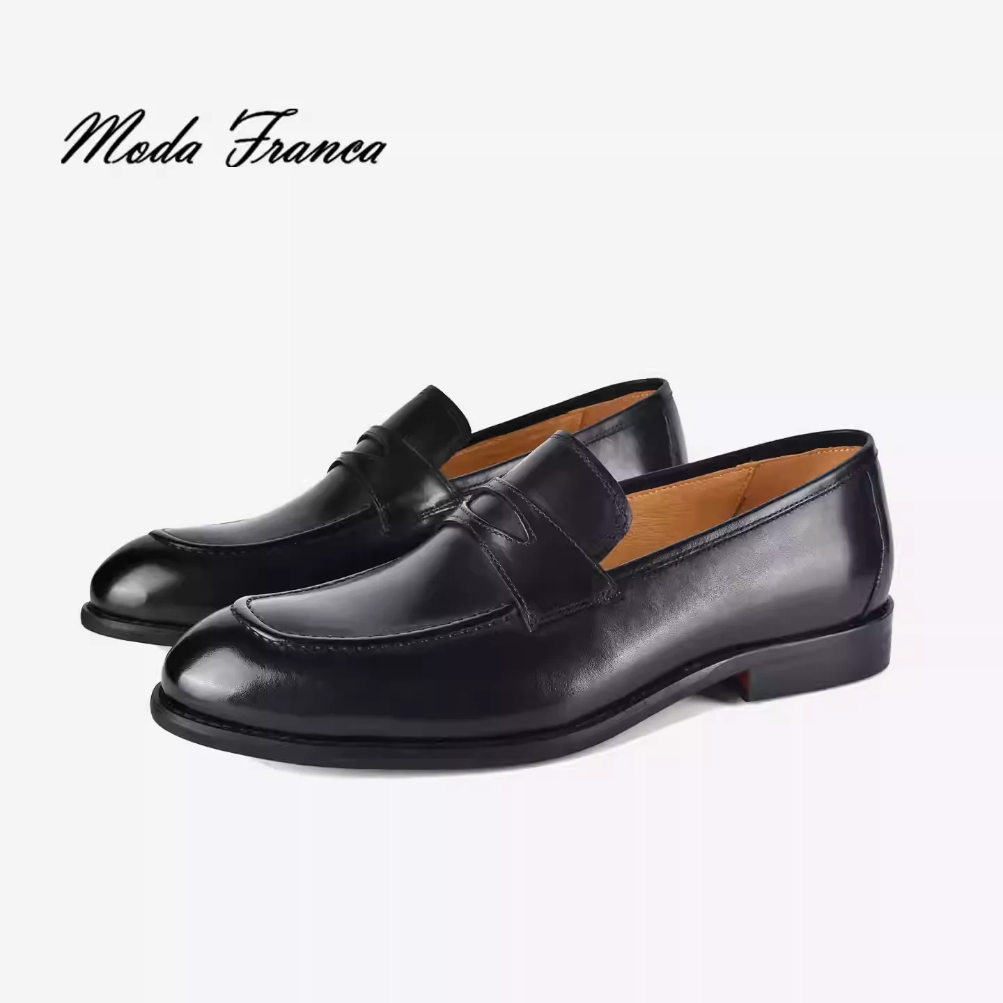[Moda Franca] Mocasines para hombre, zapatos sin cordones de cuero genuino, informales de negocios británicos, tallas 40 al 45
