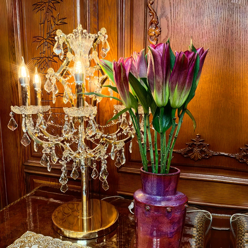 crystal table lamp European French bedroom personality creative retro atmosphere villa living room light luxury decoration