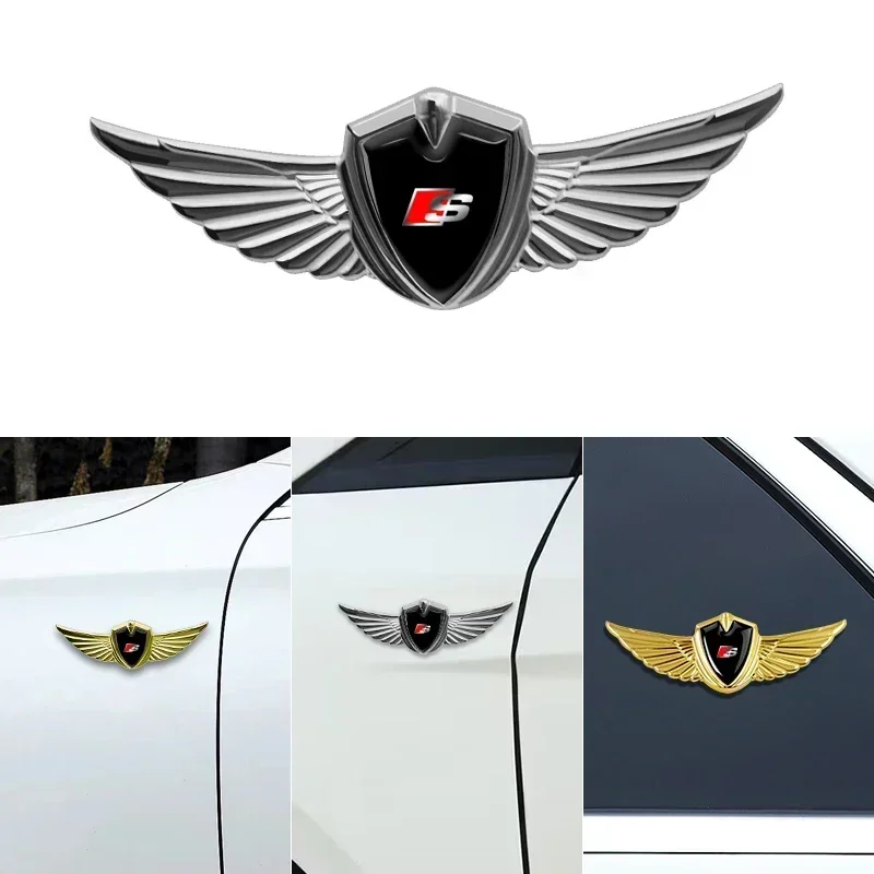 

Car Styling 3D Chrome Metal Corporation Emblem Car Body Wings Stickers For Audi Sline A3 A4 A5 A6 A7 A8 Q3 Q7 Q5 Q8 Accessories