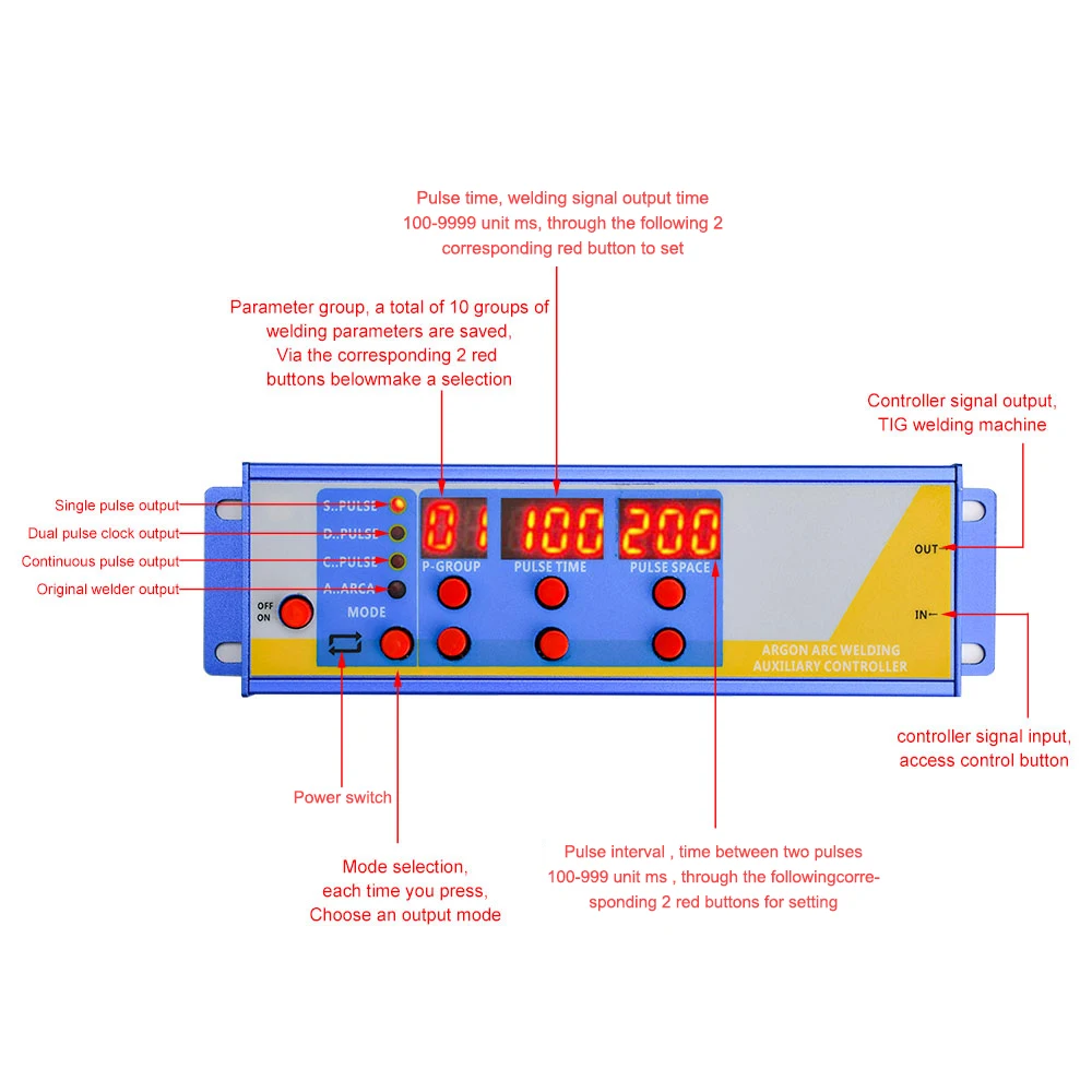 TIG-lassen Gemodificeerde koudlasmachinecontroller Argonbooglassen Pulscontroller Extra lasapparaat 4 lasmodi