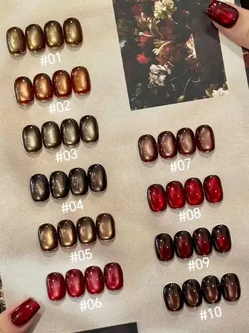 10ML 1-10PCS Winter New Style Hot Selling Black Nails Brown Nails Glass Bead Magnet Cat Eye Nail Polish Nail Set Nail Supplies
