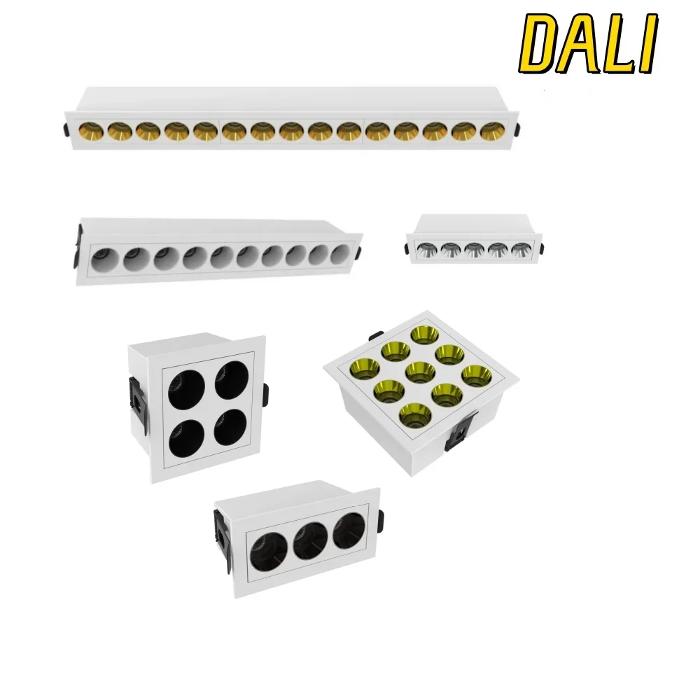 

Recessed Anti-glare grille line light DALI Dimmable 6W 8W 10W 18W 20W 30W 3-4-5-9-15head SMD LED Spotlight AC220V Home business