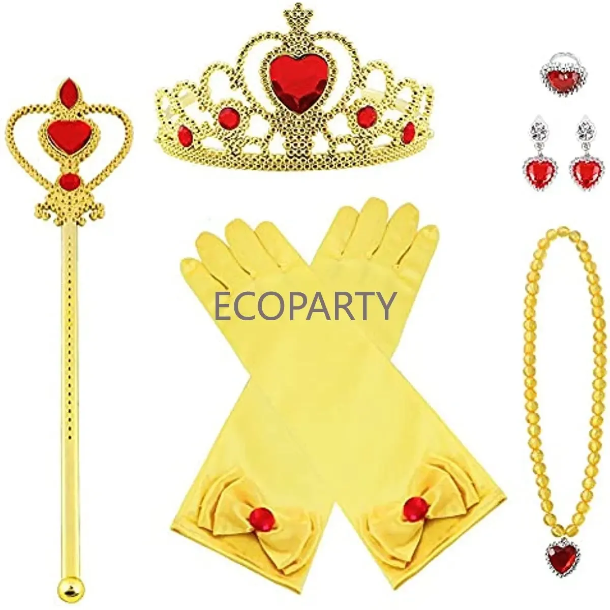 Prinzessin Kostüme Zubehör Set of 7 Mädchen Dress Up Zubehör Mit ELSA HandschuhePfirsichherz Krone Zauberstab Ring Disfraz Neon