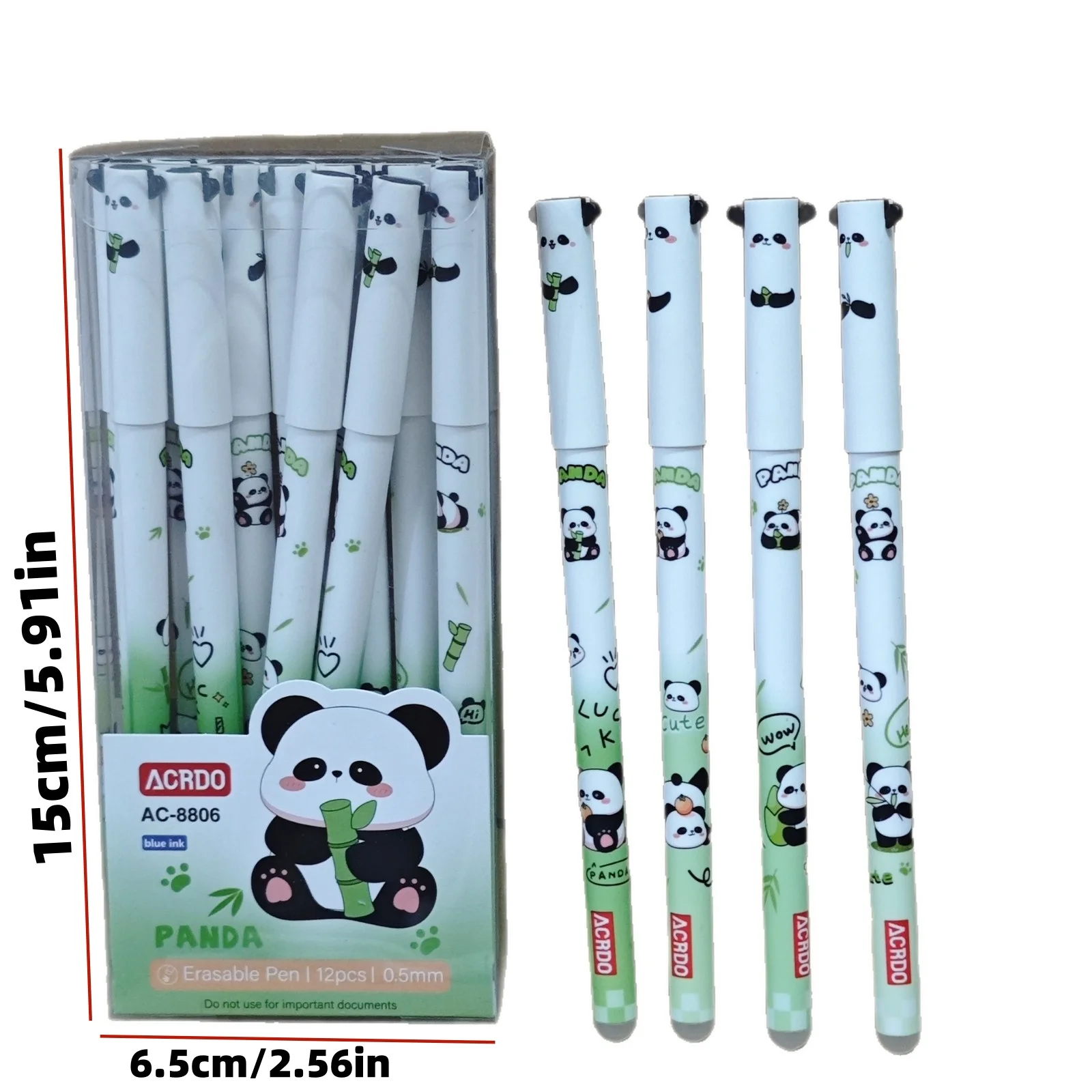 12er-Pack Gelstifte in Panda-Form, Cartoon-Panda-Gelstifte, die man auswischen kann, niedliches Design, hitzeempfindliche, auswischbare Stifte, Stifte, die bei hohen Temperaturen verschwinden, unverzichtbar für Lern- und Bürobedarf. – Detail 2
