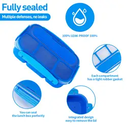 1.3L  Bento Lunch Box with 4 Compartments, Leak-Proof, Microwave Safe