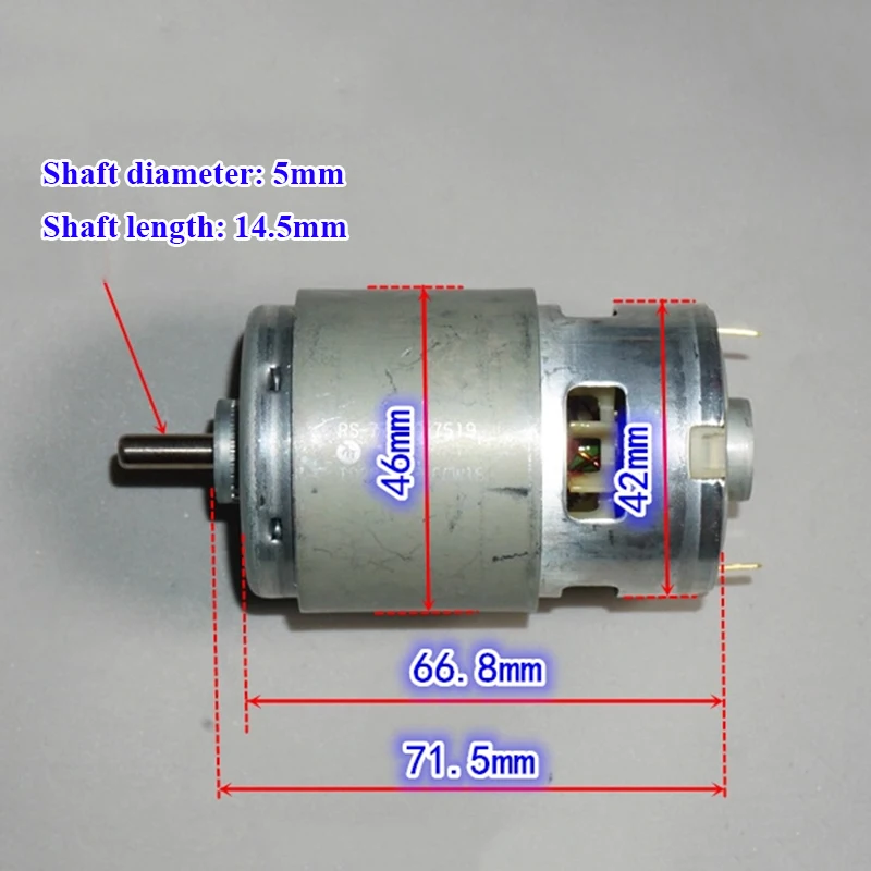 

MABUCHI RS-775WC-7519 DC 12V 18V 24V 18500RPM High Speed Power 42MM Electric Motor 5mm Shaft DIY Garden Tools Drill Chainsaw