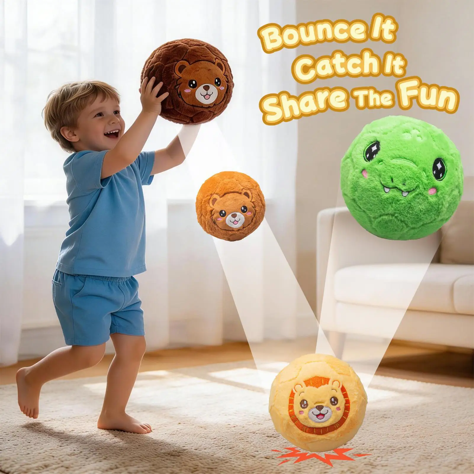 Elastic Learning Indoor Soccer Ball Plush Interactive Soft Soccer Ball For Inside House For Boys Girls Home Living Room Bedroom