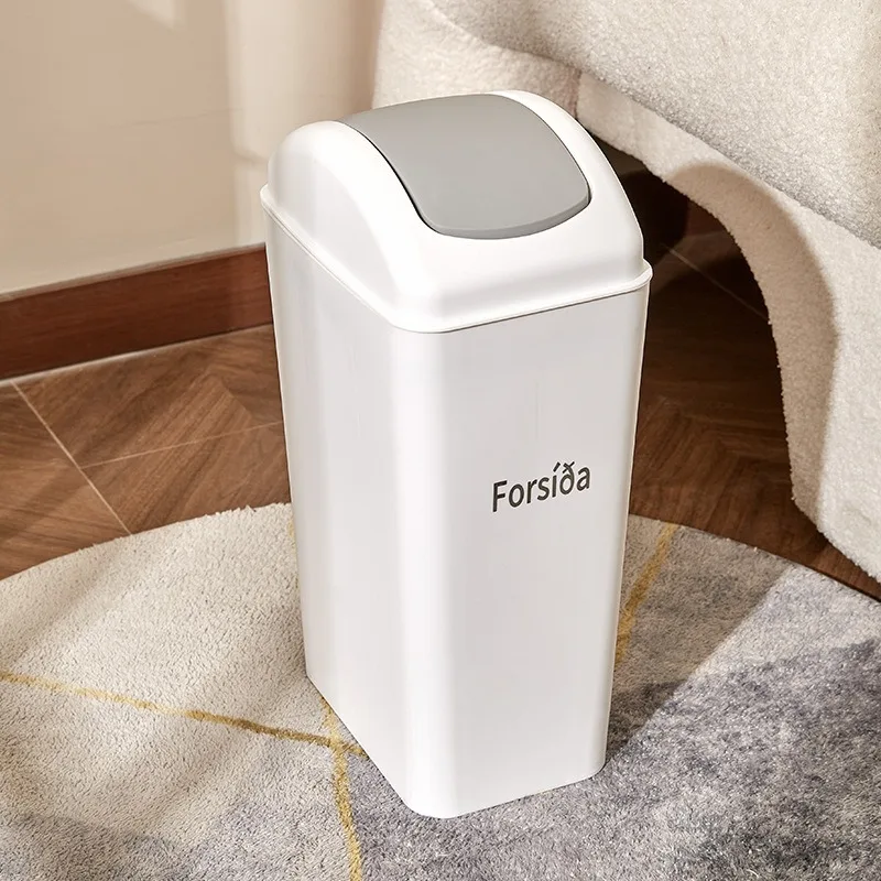 Bathroom Trash Can 16L Small Garbage Can Press Top For Toilet Bedroom Living Room Plastic Wastebasket