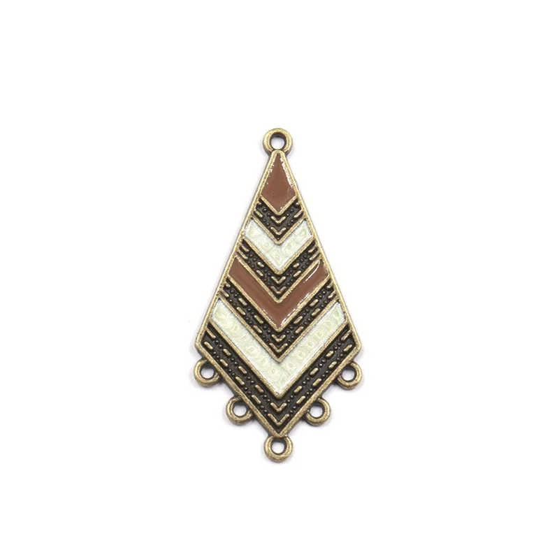 New 5pcs/bag 44*22mm Retro Zinc Alloy Drop Oil Rhombus Connectors Charms for DIY Necklace Earrings Jewelry Accessories