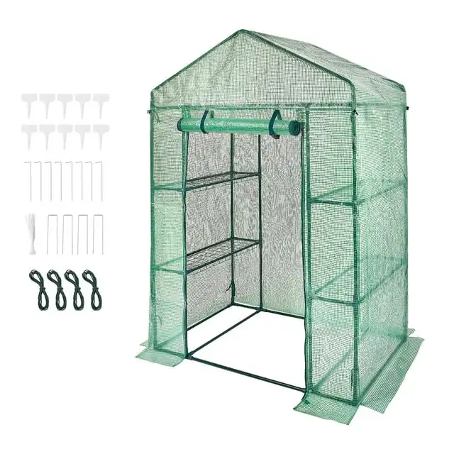 

KFFKFF Walk-in Conservatory Portable Conservatory with Shelves 4.6 x 2.4 x 6.7 ft
