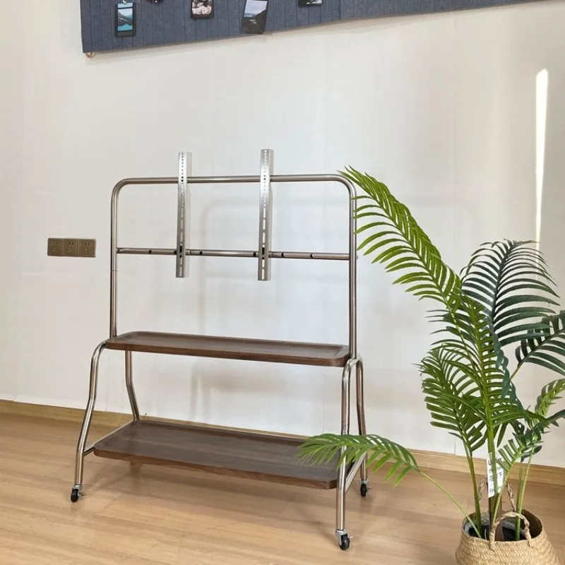 

Retro TV Shelf Movable Bracket Meeting Room Living Room Floor Type Pulley Universal Bracket Hanger