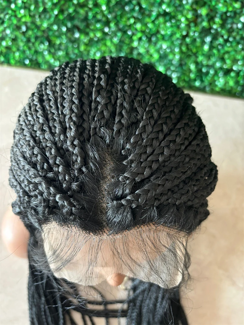 Synthetic Full Lace Wig Braided Wigs For Black Women Crochet Box Wig Braid 36 Inches Braiding Hair Knotless Box Braids Wigs