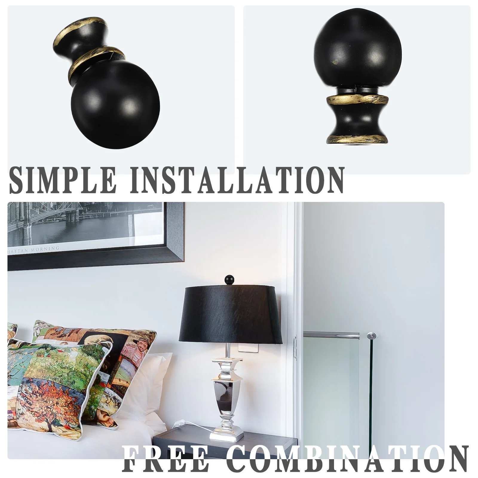 

Decorative Metal Lamp Finial Cap Adapter DIY Home Desk Light Elegant Design Unique Stylish Accessory for Various Lamps