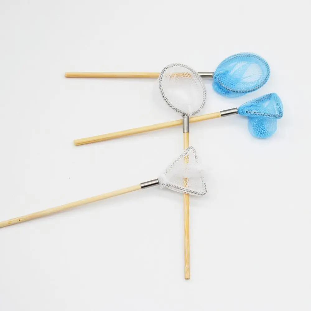 Cute Pretend Play Dollhouse Fishing Net Rod White DIY Miniature Sweep Net Blue Triangle Butterfly Nets Model House