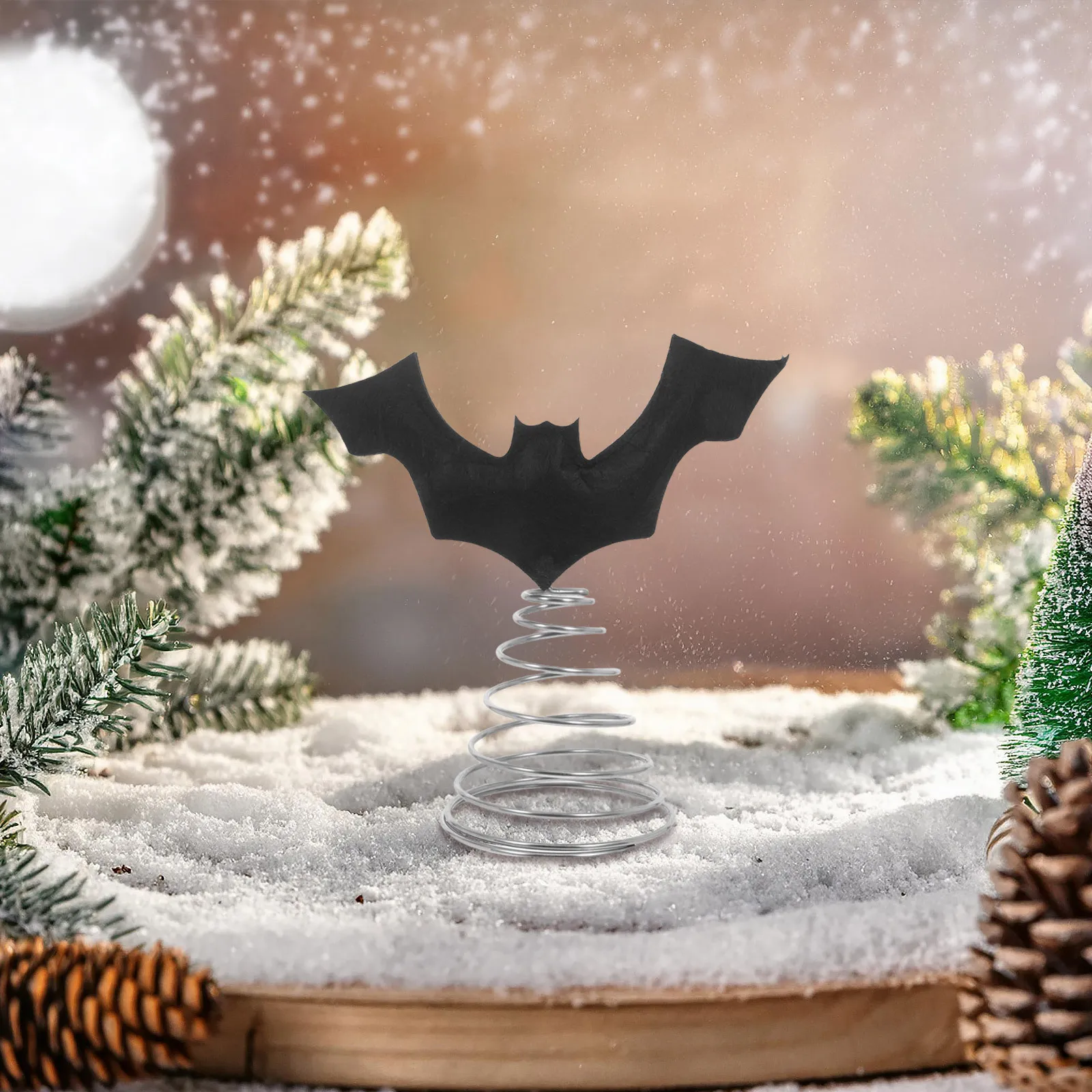 

Halloween Bat Tree Topper Black Rustic Vintage Metal Ornament for Holiday Party Decoration Farmhouse Style Haunted Prop