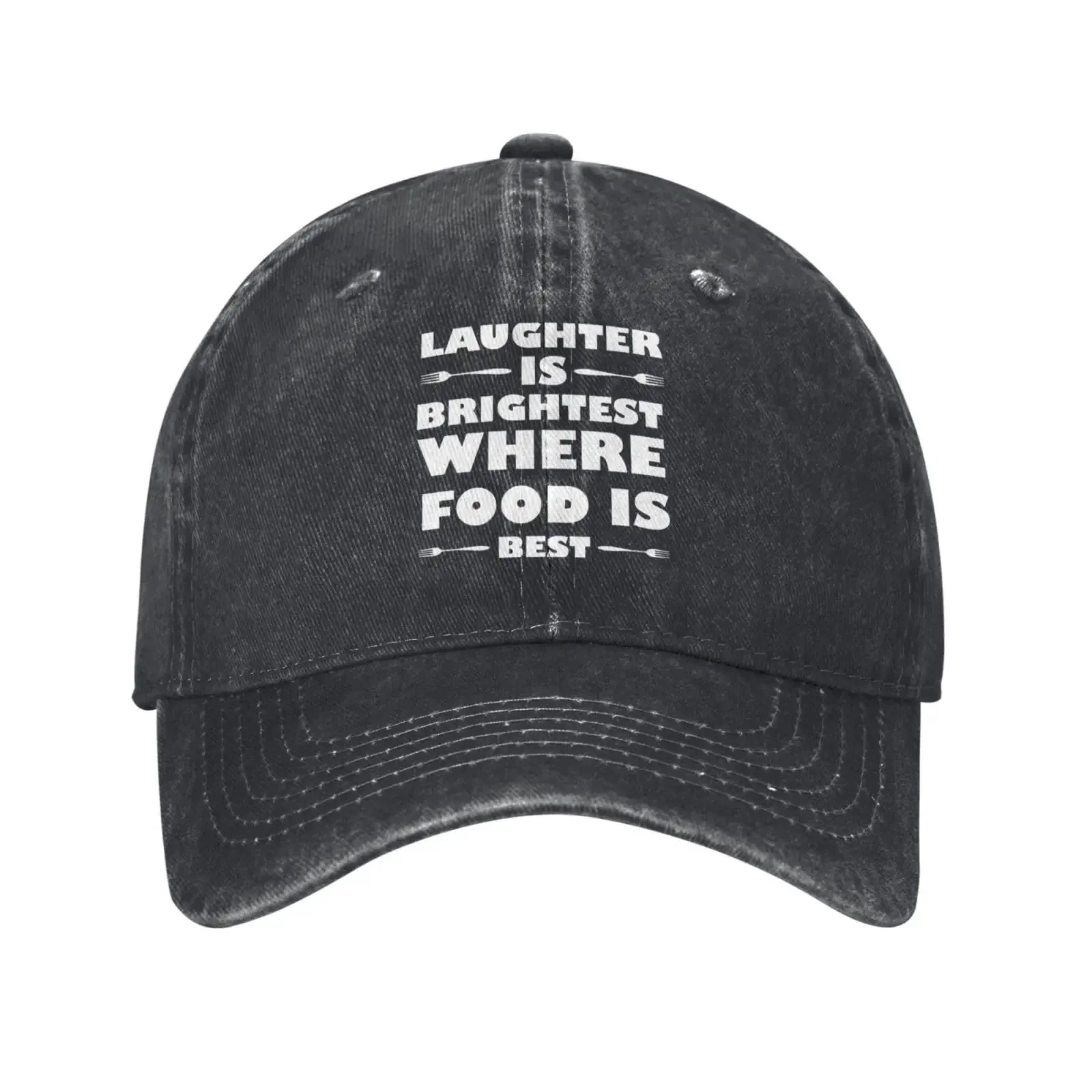 Laughter Is Brightest Where Food Is Best Baseball Caps for Men Women Vintage Trucker Hat Golf Dad Hats Sports Sunhat For Daily