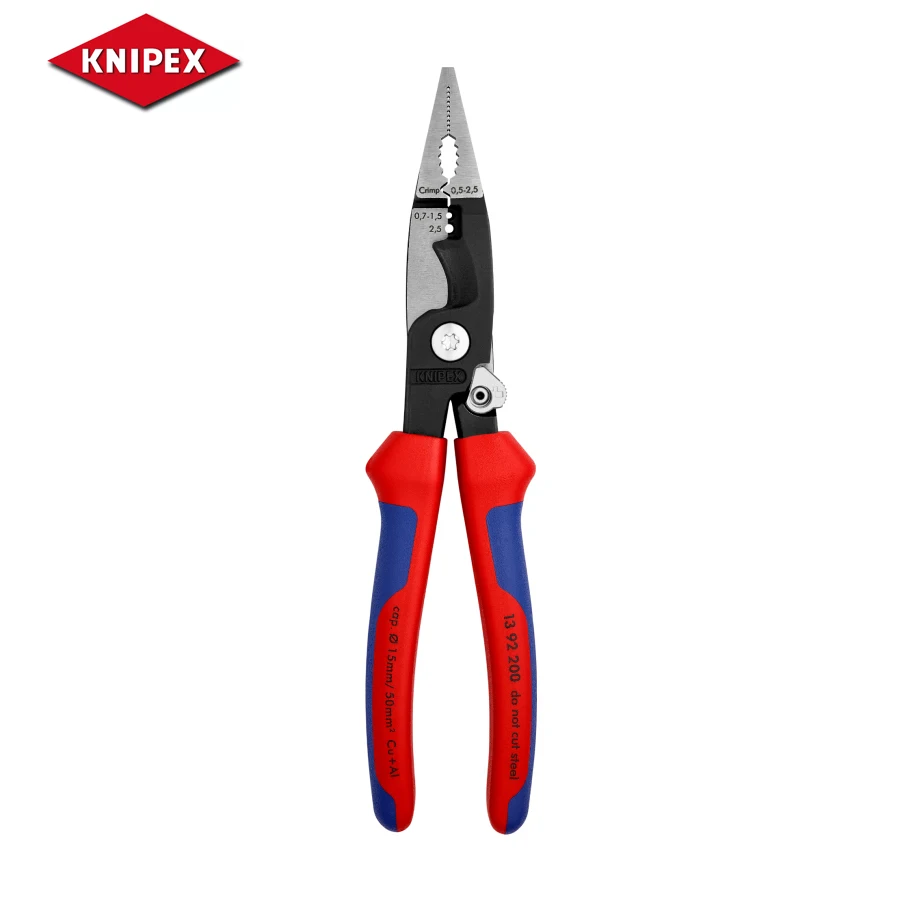 KNIPEX 13 92 200 Pliers for Electrical Installation Multi-Component Grip for Bending Deburring Cutting Cable Stripping