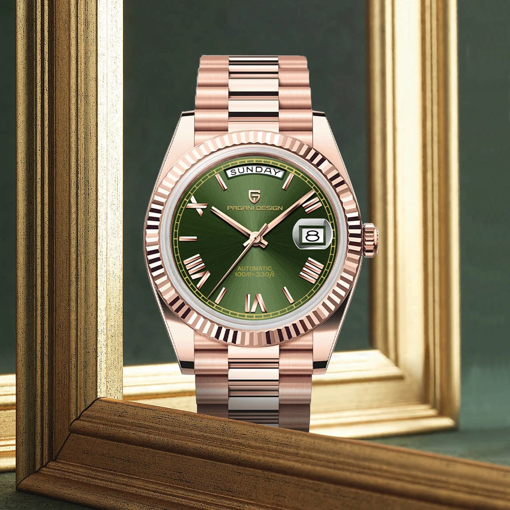 2025 جديد PAGANI DESIGN DD36 ساعات رجالية الذهب الوردي الفاخرة ساعة أوتوماتيكية للرجال ساعة اليد الميكانيكية AR الياقوت مقاوم للماء