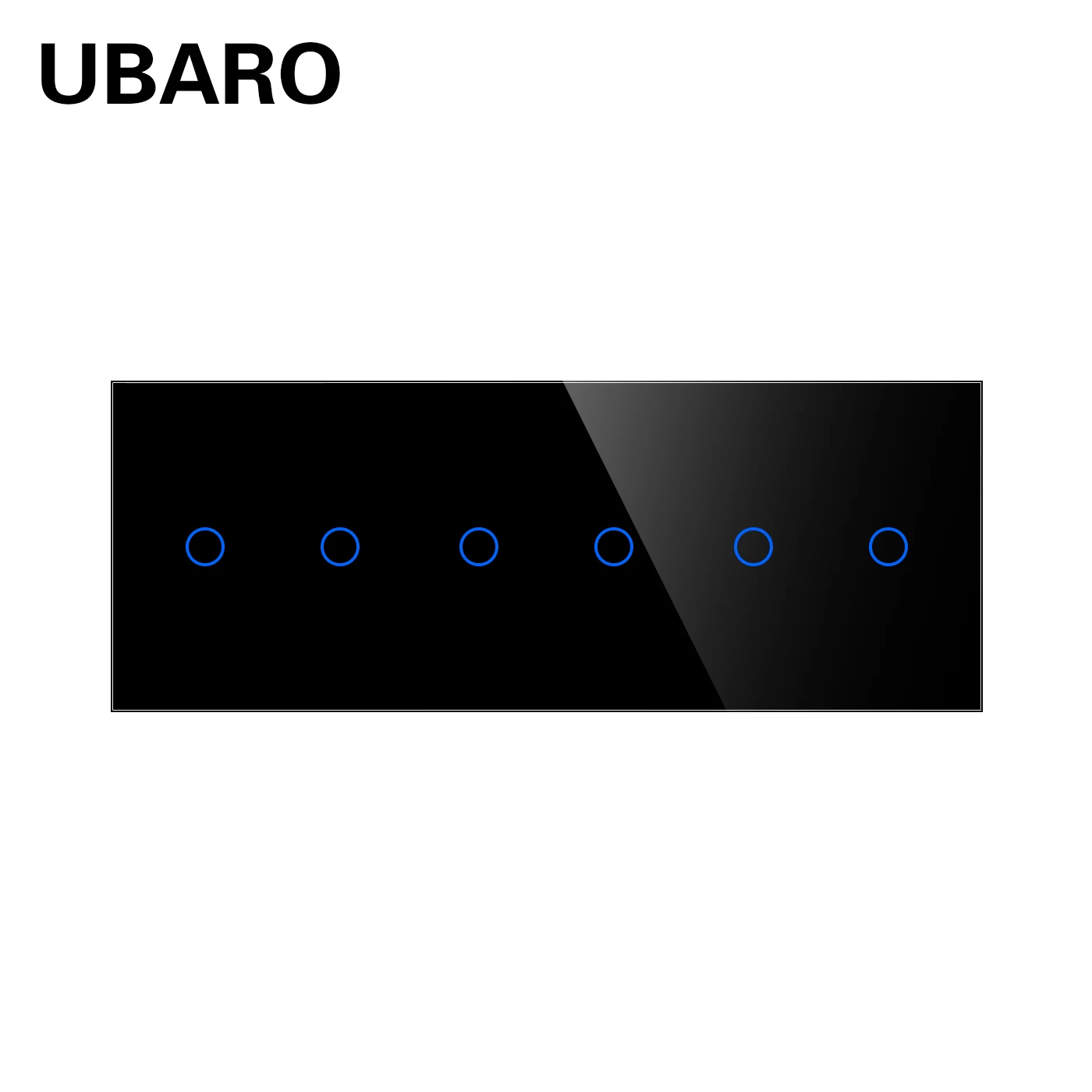 

UBARO 228*86mm EU/UK Touch Switch Tempered Glass Panel Sensor Electrical Button Led Indicator 3/6/9Gang Live Control 220V 10A