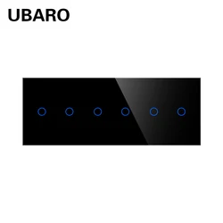 UBARO 228*86mm EU/UK Touch Switch Tempered Glass Panel Sensor Electrical Button Led Indicator 3/6/9Gang Live Control  220V 10A