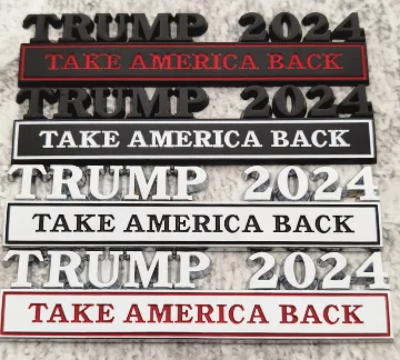 1pc Metal Trump 2024 TAKE AMERICA BACK Logo Emblem Car Rear Trunk Door Side Body Badge Sticker for USA Election 2024