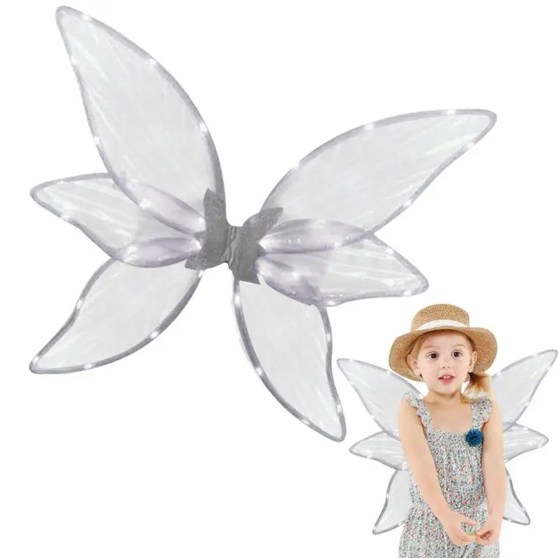 Electrical Butterfly Wings With Lights Glowing Shiny Dress Up Moving Fairy Wings For Kids Happy Birthday Party Decorations