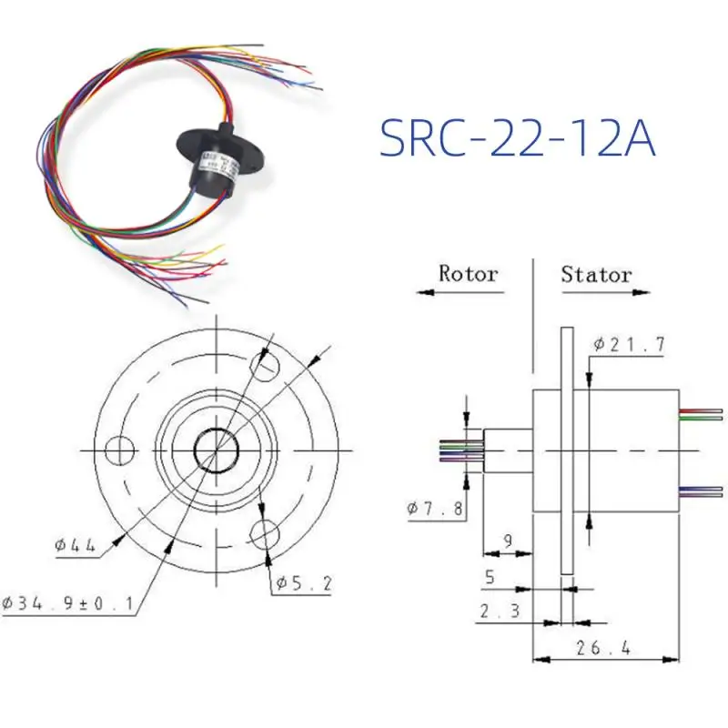 Zástrčka kroužky 12rings2a conductive prsten, kartáč rotujícího konektor, kolektor prsten, uhlík kartáč, kluzné prsten, průměr