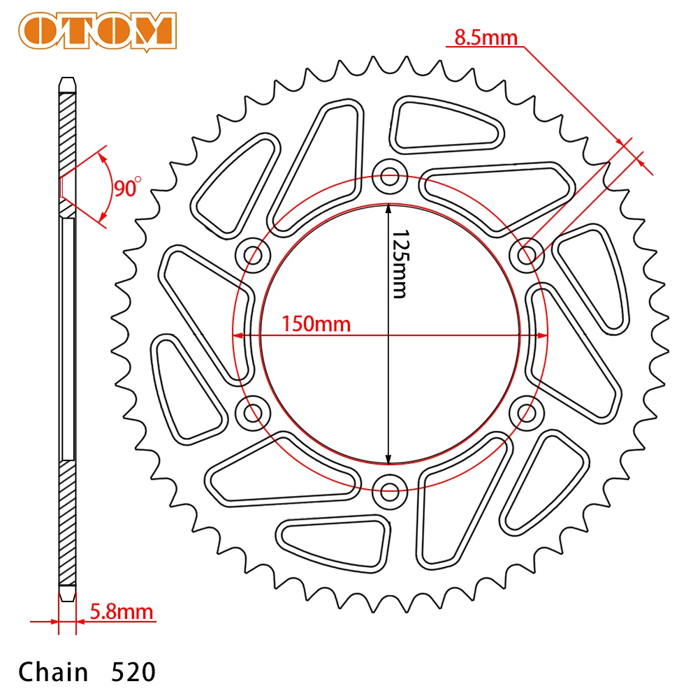 Motorbicikli hátsó Futószalag Lánckerék 42T 45T 48T 50T 52T számára KTM EXC SX XCW EXCF SXF MXC LC4 SMC SMR 125 144 150 200 250 300 450 525