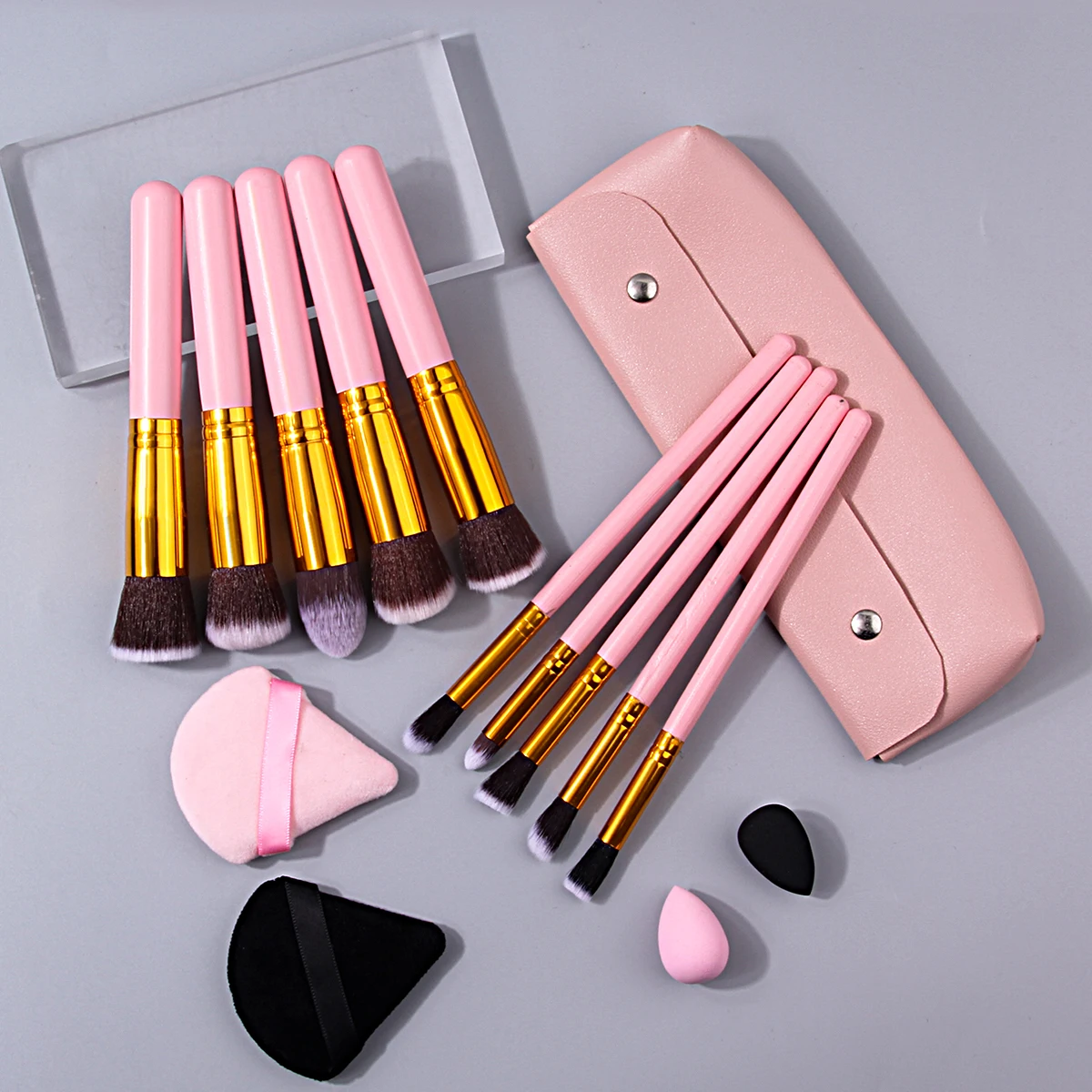 15-delige high-end multifunctionele make-upborstelset, mini-spons ei/driehoekige poederdons zonder poeder plakken, opbergtas